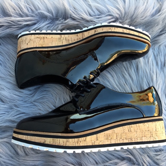 Aldo Black Shiny Platform Sneakers - Picture 4 of 5